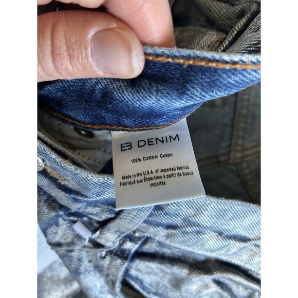 EB Denim Silver Coated Jeans Women 26 $320 MSRP Straight High Rise Festival Rave - Picture 12 of 16